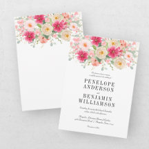 Elegante Boda Floral Rosa Brillante con Acuarela