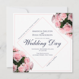 Invitación Elegante Boda floral rosa de flores