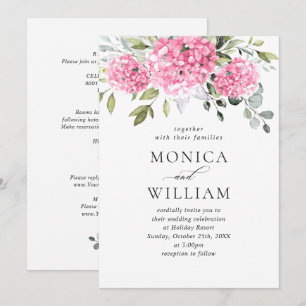 Invitación Elegante Boda floral rosa Hydrangea Floral todo en