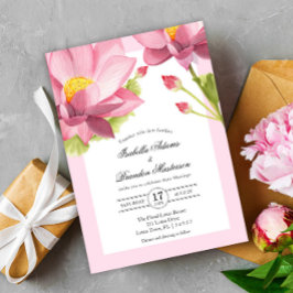 Invitación Elegante Boda Floral Rosa Lotus