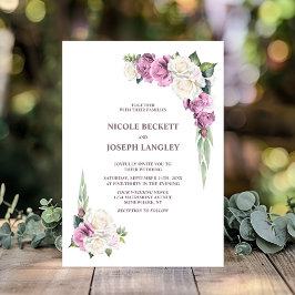 Invitación Elegante Boda floral rosa rosa blanco