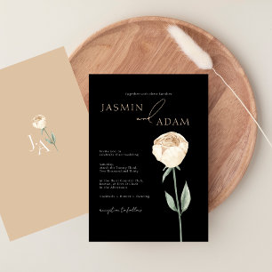 Invitación Elegante Boda floral rosa rosa negro simple