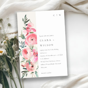 Invitación Elegante Boda floral rosa rosa orquídea acuática