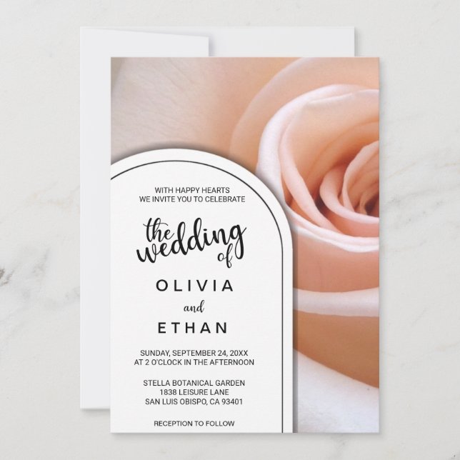 Invitación Elegante Boda floral rosa rosa rosa rosa rosa rosa (Anverso)