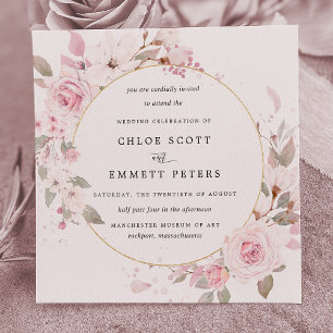 Invitación Elegante Boda floral rosa Rubor