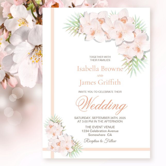 Invitación Elegante Boda floral rosa Rubor (Subido por el creador)