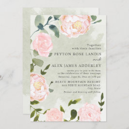 Invitación Elegante Boda floral rosa Rubor Springtime