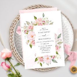 Invitación Elegante Boda floral rosa, Rubor y oro Rosa