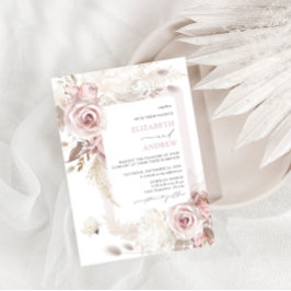 Invitación Elegante Boda floral Rosa turbio de Rubor