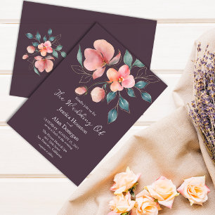 Invitación Elegante Boda floral rosa y dorado moderno