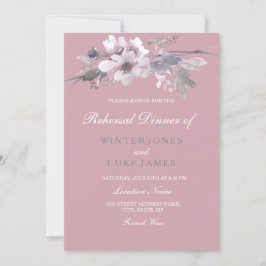 Invitación Elegante Boda floral rosado y polvoriento Cena