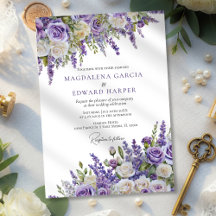 Elegante Boda Floral Rosas de Lavanda Púrpura Clar