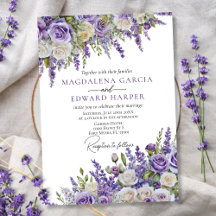 Elegante Boda Floral Rosas de Lavanda Púrpura Clar