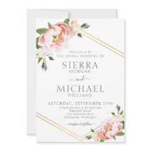 Elegante Boda floral Rubor color rosa oro geométri