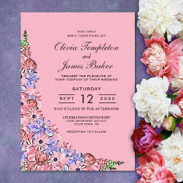 Invitación Elegante Boda floral Rubor de lavanda rosa