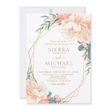 Elegante Boda floral Rubor Gold Peach Burgundy