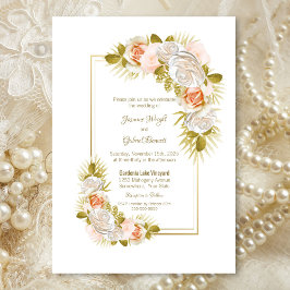 Invitación Elegante Boda floral Rubor rosa