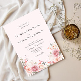 Invitación Elegante Boda floral Rubor rosa