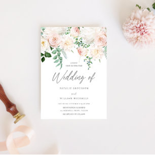 Invitación Elegante Boda floral Rubor y marfil blanco