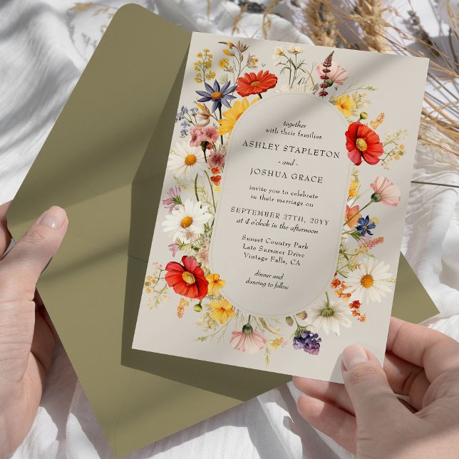 Invitación Elegante Boda floral rústico (Elegant modern floral wedding invitation from my Rustic Wildflower Wedding Collection)