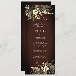 Invitación Elegante Boda floral rústico Boho Earthy Brown