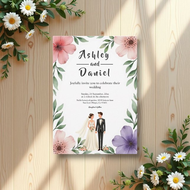 Invitación Elegante Boda floral Rústico de Novia y Groom (Subido por el creador)