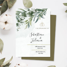 Invitación Elegante Boda floral rústico Eucalyptus Greenery