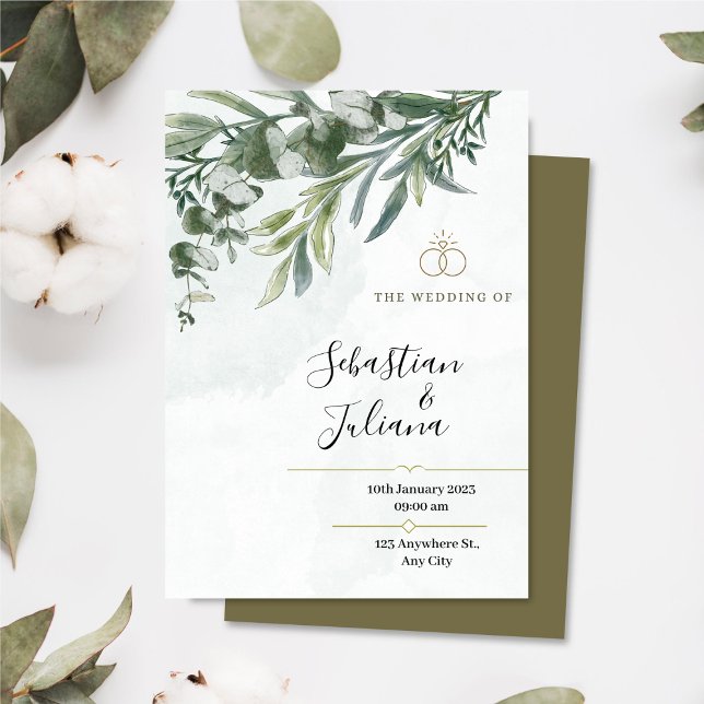 Invitación Elegante Boda floral rústico Eucalyptus Greenery (Subido por el creador)