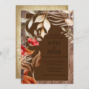 Invitación Elegante Boda floral Rústico Neutral Boho