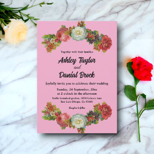 Invitación Elegante Boda floral Rústico Rubor de verano rosa
