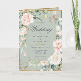 Invitación Elegante Boda Floral Sage Verde Todo En Uno