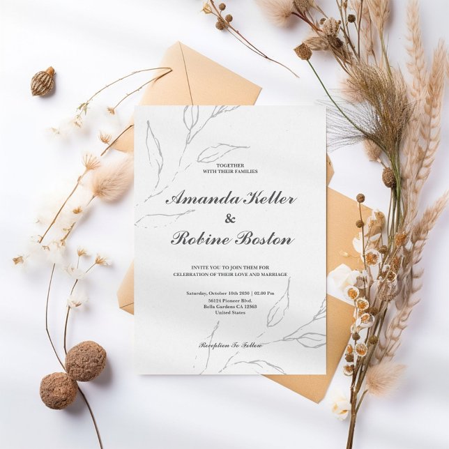 Invitación Elegante Boda floral simple (Subido por el creador)