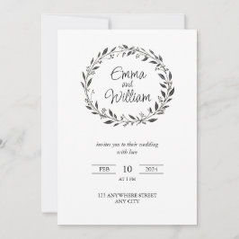Invitación Elegante boda floral simple