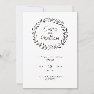 Invitación Elegante boda floral simple