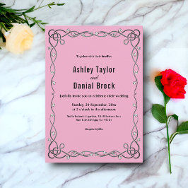 Invitación Elegante Boda floral simple rosa rosado moderno Ru