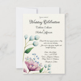 Invitación Elegante Boda floral suave romance botánico