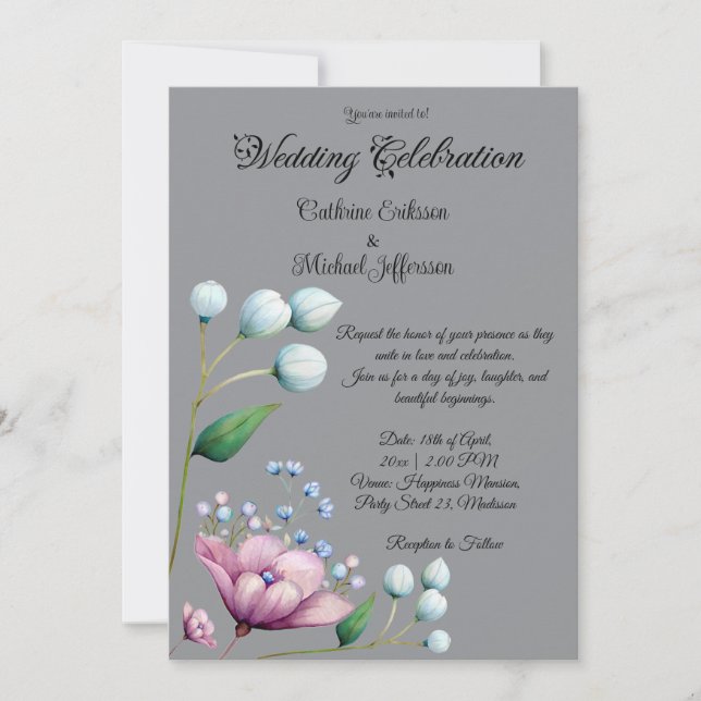 Invitación Elegante Boda floral suave romance botánico (Anverso)