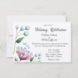 Invitación Elegante Boda floral suave romance botánico
