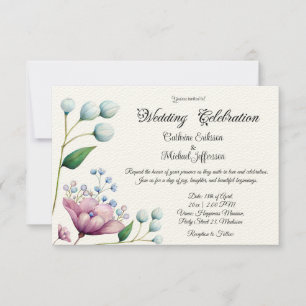 Invitación Elegante Boda floral suave romance botánico