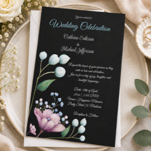 Invitación Elegante Boda Floral Suave Romance Botánico