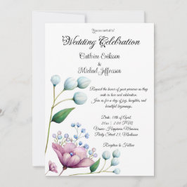 Invitación Elegante Boda floral suave romance botánico