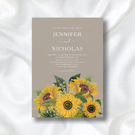 Invitación Elegante Boda Floral Taupe