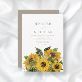 Invitación Elegante Boda Floral Taupe