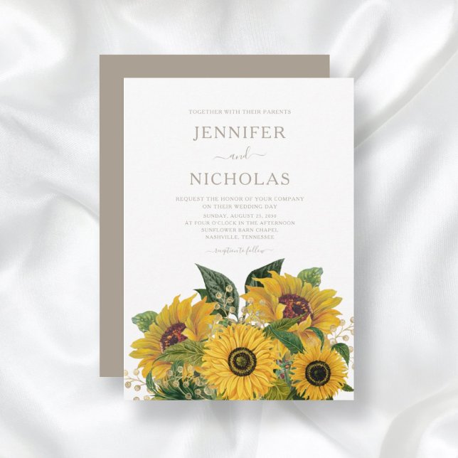 Invitación Elegante Boda Floral Taupe (Subido por el creador)