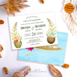 Invitación Elegante Boda Floral Tropical Beach Hawaii