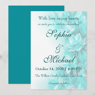 Invitación Elegante boda floral turquesa