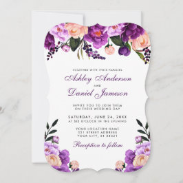 Invitación Elegante Boda floral ultravioleta púrpura PS
