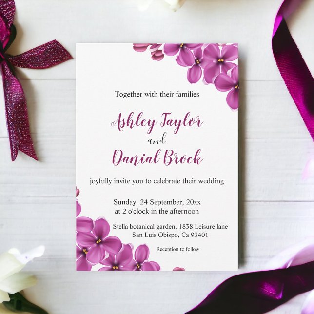 Invitación Elegante Boda floral veraniego con flores de orquí (Subido por el creador)