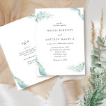 Invitación Elegante Boda Floral, verde, acuarela sabia<br><div class="desc">Elegante y única invitación a la boda con delicadas manchas acuáticas en una armoniosa mezcla de sabios, niebla y tonos verdes, y exquisitos detalles florales a mano. La parte posterior de la tarjeta contiene las mismas delicadas manchas de acuarela del frente. Parte de nuestra colección "Silver Sage Watercolor" con productos...</div>