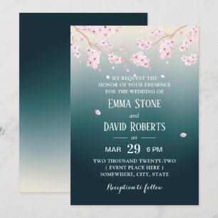 Invitación Elegante Boda floral Verde azulado de flores de ce